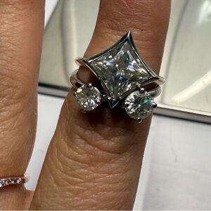 10k rose/white gold moissanite ring set